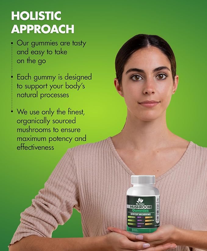 BIO VITALICA Mushroom Gummies - Lions Mane Gummies for Adults with 10 - Blend Mushrooms Complex Reishi, Chaga, Cordyceps, Turkey Tail, & More - Mushroom Supplement - Parental (3)