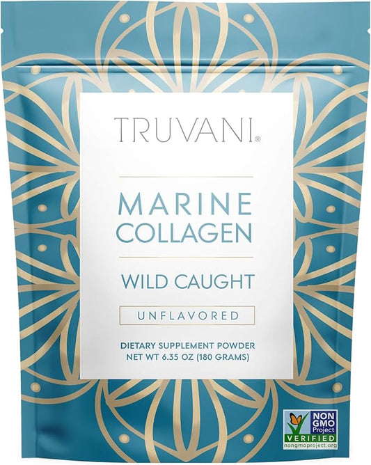 TRUVANI - Wild Caught Hydrolyzed Marine Collagen Protein Powder | Collagen Protein Supplement with Type 1,2 & 3 | Anti-Skin Aging | Non-GMO | Gluten Free Fish Collagen | 6.35 OZ