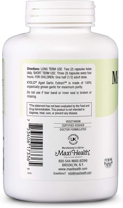 Maxi Health - Maxi Biotic Aged Garlic Extract Capsules (360 Count) | Kyolic Garlic Supplement with Spirulina, Echinacea, Oregano and Enzymax - Natural Antioxidant - Wellness Support