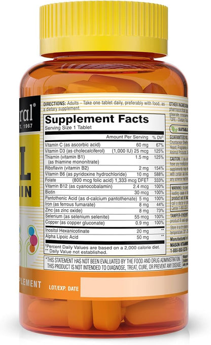 MASON NATURAL Renal MultiVitamin - Suitable for Vegetarians, 100 Caplets