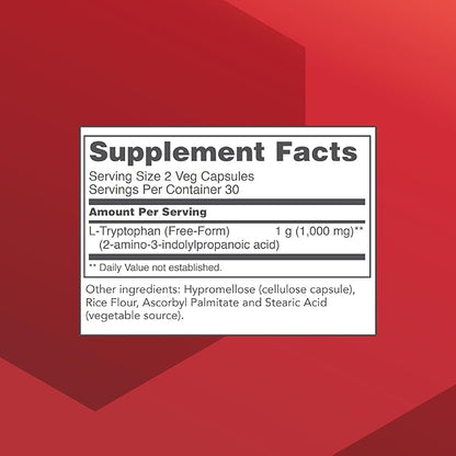PROTOCOL FOR LIFE BALANCE L-Tryptophan 500mg - Stress Relief and Relaxation - 60 Veg Caps