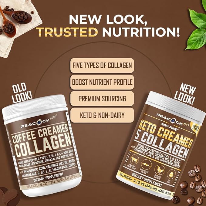 Collagen Keto Coffee Creamer Powder 146.64 oz (Pack of 12), Hydrolyzed Collagen Peptides with Coconut MCT Oil, Magnesium, Unflavored Protein Powder, Sugar Free Coffee Creamer for Smoothies