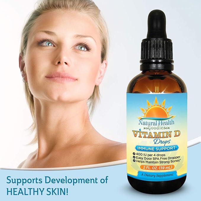 Vitamin D Drops for Baby, Kids and Adults - Pure Liquid D3 - Easy Dose Dropper - 2 Ounce Supply from Natural Health Goodies