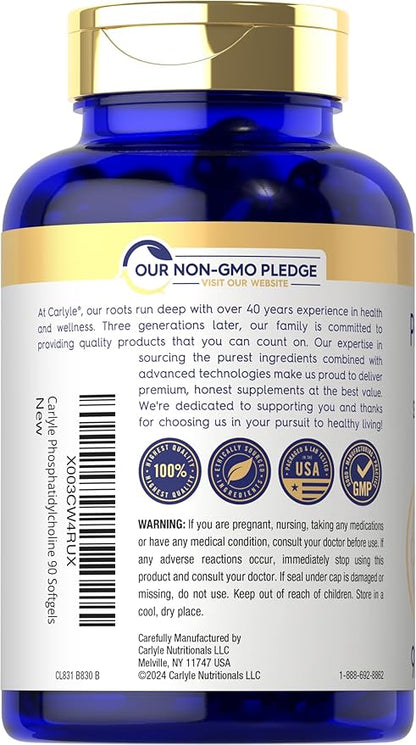 Carlyle Phosphatidyl Choline Supplement | 3,800mg | 90 Quick Release Softgels | Non-GMO & Gluten Free