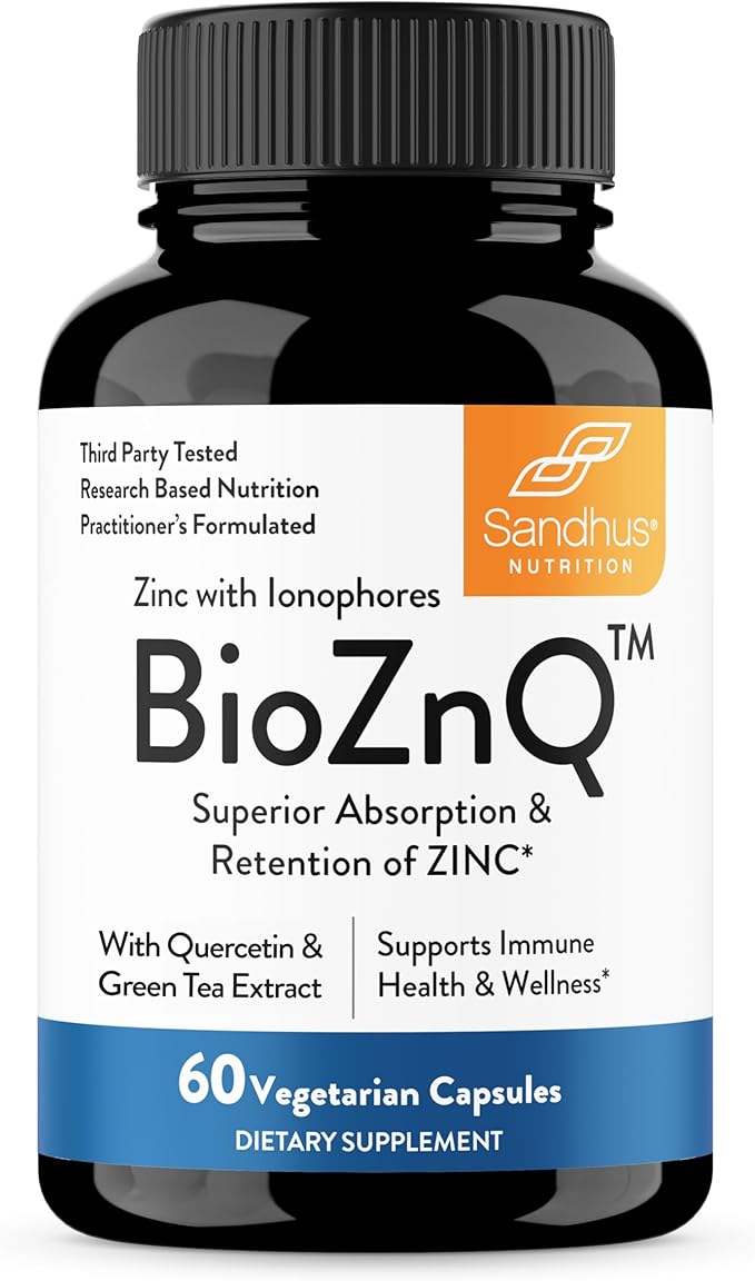 Sandhu's Zinc Supplement with Ionophores| Quercetin & Green Tea Extract for Superior Absorption and High Potency| 800mg Vegetarian Capsules 30 Days Supply| Immune Support for Men & Women