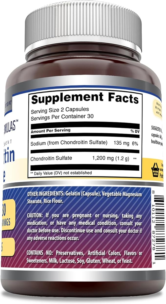 Amazing Formulas Chondroitin Sulfate 1200 mg Per Serving Supplement | Capsules | Non-GMO | Gluten Free | Made in USA (60 Count)