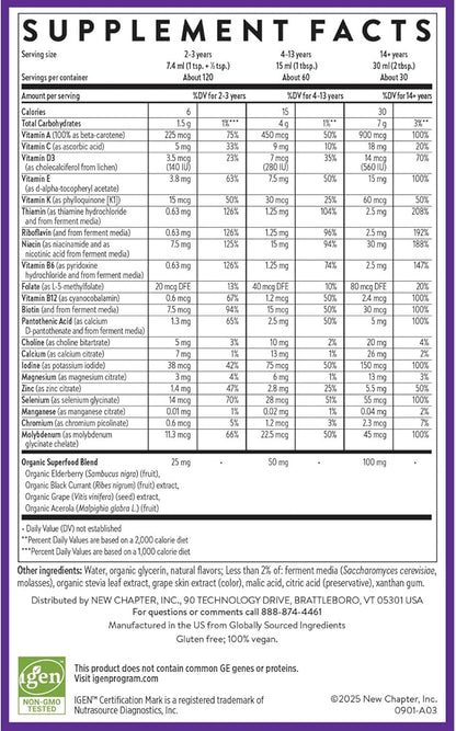 New Chapter Liquid Multivitamin + Mineral Supplement for Whole-Body Benefits, 100% Delicious Multivitamin for Adults, Teens & Kids 2+, Ready to Absorb Faster, Mixed Berry Flavored, 30 oz
