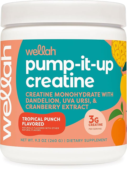 Pump-It-Up Creatine (50 Servings, Tropical Punch) - Creatine Monohydrate with Dandelion, Uva Ursi, & Cranberry Extract