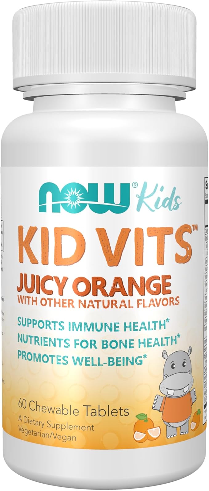 NOW Kids Supplements, Kid Vits Multivitamin, Juicy Orange, 60 Chewable Tablets