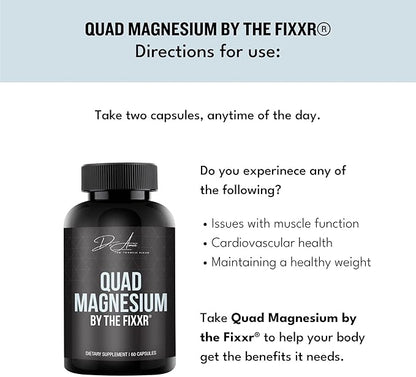 Quad Magnesium by Dr. Amie | 4 Forms of Magnesium 500 mg per Serving | Formulated with Aquamin to Help with Digestion and Absorption | 30 Day Supply, 60 Capsules