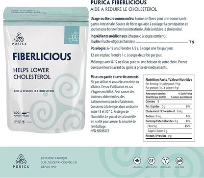 PURICA Fiberlicious Chicory Root Fibre 800g - Fiberlicious Fibre Supplement Powder is 100% Pure Chicory Root Extract (Oligosaccharides) - Pure Inulin!