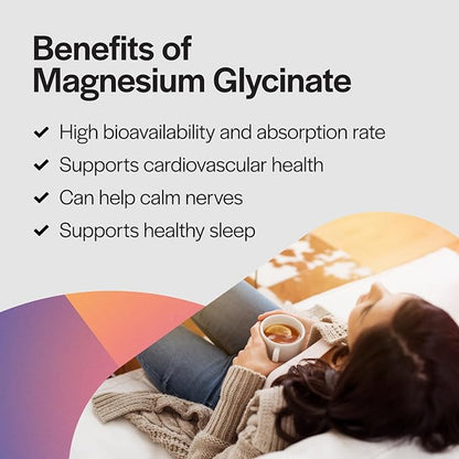 PureFormulas Magnesium Glycinate 100 mg Daily Support for Stress, Nerves, Sleep, Muscles, Metabolism Pure Magnesium Glycinate Supplement for Women and Men Magnesio Non-GMO 120 Tablets