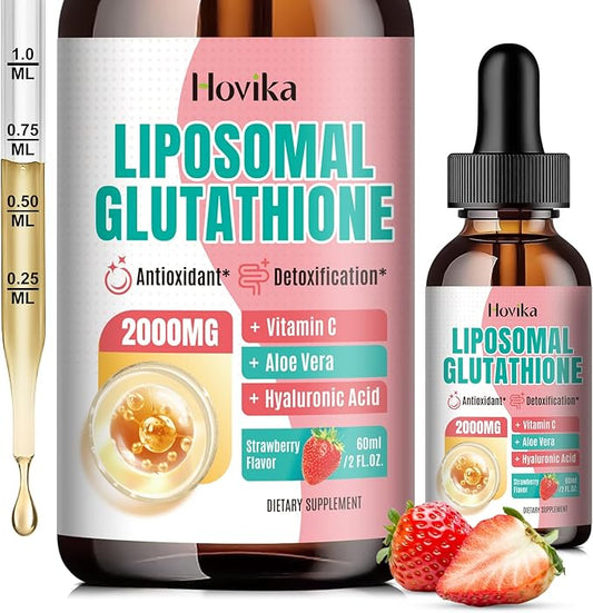 Liposomal Glutathione Supplement 2000mg, Liquid Glutathione Drops with Vitamin C, Master Antioxidants for Immune System, Aging Defense, Skin Health, Liver Detox-Superior Absorption, Strawberry 2 Fl Oz