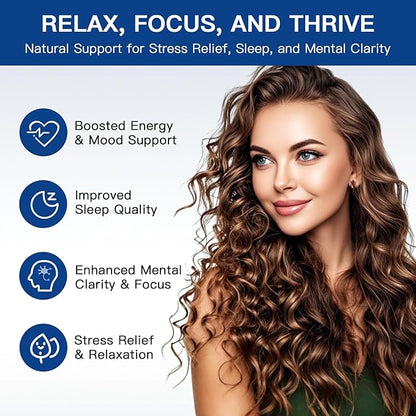 Liposomal L-Theanine 800mg with GABA, Magnesium, Ashwagandha, Phosphatidylserine, Vitamin B6 & B12 - Calm, Sleep, Relaxation & Mood Support for Women & Men, Vegan - 120 Capsules