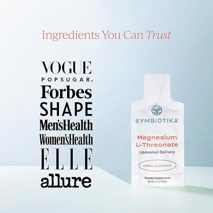 CYMBIOTIKA Magnesium L-Threonate – High-Absorption Magnesium for Brain Health, Memory, Focus & Stress Support – Promotes Mental Clarity, Relaxation & Mood Balance – Fast-Acting Liquid – 60 Servings