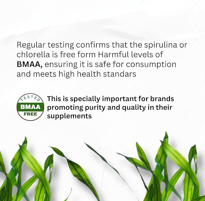 Chlorella Spirulina Powder Capsules Organic 3000 mg of BMAA Free Purest Blue Green Algae - Best Natural Detox Raw Vegan Vitamins Protein Green Superfood - Made in USA