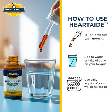 Simple Promise HeartAide - Heart Health Supplement - Red Yeast Rice with CoQ10 (200mg & 100mg) & Inositol - Liquid Drops for Cholesterol & Cardiovascular Support - 4 fl oz, Orange Cream Flavor