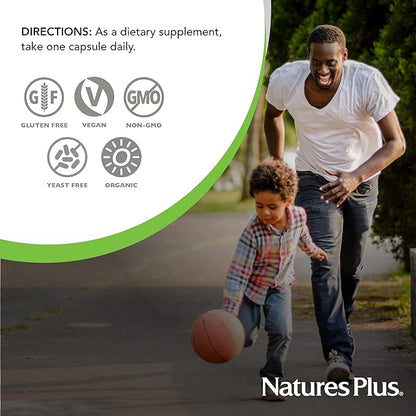 Natures Plus Source of Life Garden Certified Organic Red Yeast Rice - 600 mg, 60 Vegan Capsules - Nutritional Support for Overall Well-Being - Vegetarian, Gluten-Free - 60 Servings