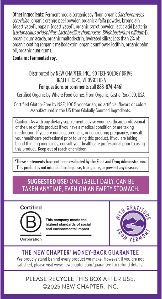 New Chapter Women's Multivitamin 40 plus for Energy, Healthy Aging + Immune Support with 20+ Nutrients -- Every Woman's One Daily 40+, Gentle on the Stomach, 72 Count