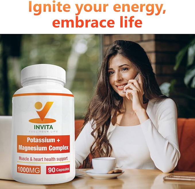 Potassium Magnesium Complex 1000 mg, High Absorption Magnesium & Potassium Supplement for Leg & Muscle Recovery, 5 Form Magnesium for Sleep & Vascular Support