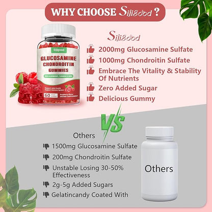 2 Pack Enhanced Glucosamine Chondroitin Gummies with MSM for Adults - Extra-Strength Joint Health & Flexibility, Antioxidant & Immune Support Supplement, 120 Count