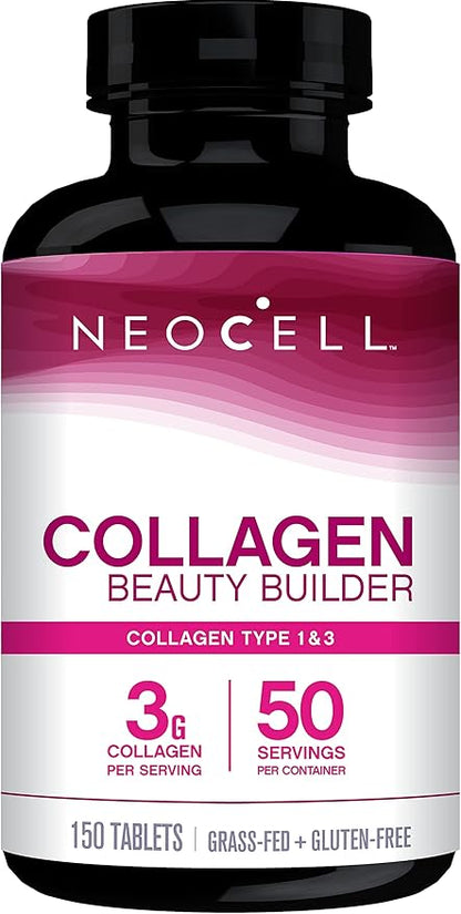 NeoCell Collagen Beauty Builder With Hyaluronic Acid and Biotin, Skin, Hair and Nails Supplement, Includes Antioxidants, Tablet, 150 Count, 1 Bottle
