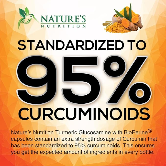 Turmeric Curcumin Supplement 2000mg with Glucosamine Chondroitin & Ginger, 95% Curcuminoids, BioPerine Black Pepper for Best Absorption, Nature's Joint Support, Non-GMO, Bottled in USA - 120 Capsules