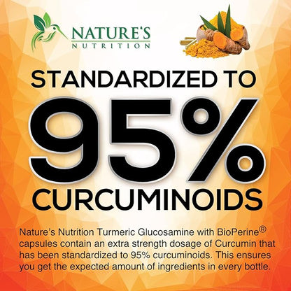 Turmeric Curcumin Supplement 2000mg with Glucosamine Chondroitin & Ginger, 95% Curcuminoids, BioPerine Black Pepper for Best Absorption, Nature's Joint Support, Non-GMO, Bottled in USA - 120 Capsules