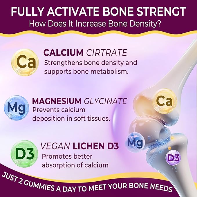 Calcium Supplements Gummies for Women & Men 50+, Calcium Citrate 1000mg with Vitamin D3, Magnesium, Zinc, Elderberry, High Absorption Calcium Chews for Bone Density, Relax Muscle, Immune, Vegan 60cts