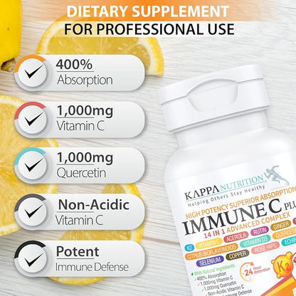 Quercetin 1,000mg, Vitamin C 1,000mg, Zinc 50mg, Vitamin D3 5,000iu, Selenium, Copper, Acerola, Ginger, Rutin, Bitter Orange, Rose Hips, Echinacea, Immune C Plus, 14 in 1 Immune C Plus (90 Count)