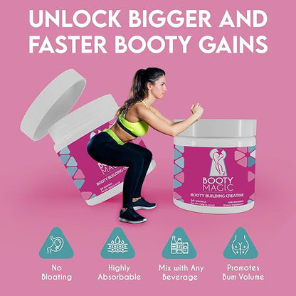 Booty Building Creatine - Unveil Glute Gains and Muscle Growth for Women, Micronized for Enhanced Big Booty Results - 30 Servings