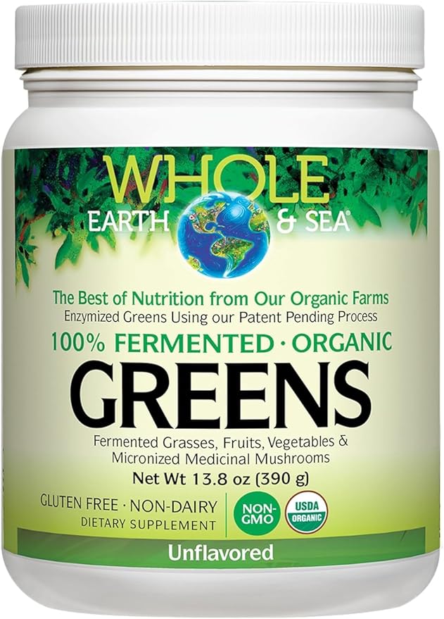 Whole Earth & Sea from Natural Factors, Organic Fermented Greens, Vegan Whole Food Supplement, Unflavored, 13.8 Oz