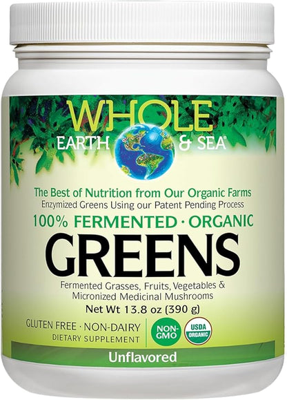 Whole Earth & Sea from Natural Factors, Organic Fermented Greens, Vegan Whole Food Supplement, Unflavored, 13.8 Oz
