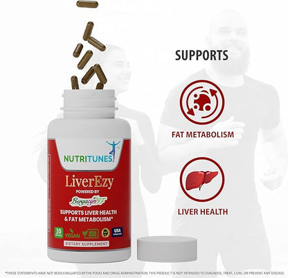 LiverEzy Liver Health & Fat Metabolism Supplement with Bergacyn FF (Bergamot and Artichoke Proprietary Blend) – Non-GMO, Vegan, GMP-Compliant – 30 Capsules, 30-Day Supply