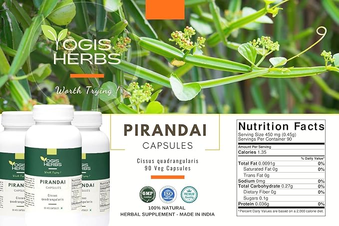 Pirandai Capsules (Cissus Quadrangularis) 90 Veg Capsules