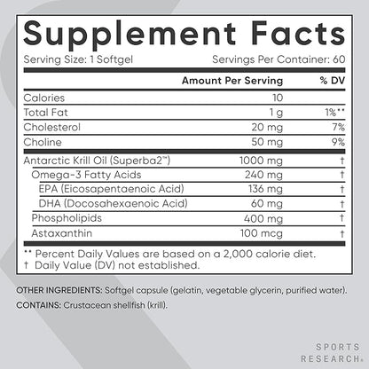 Sports Research Antarctic Krill Oil Omega 3 1000mg (with Phospholipids, Choline & Astaxanthin), Turmeric Curcumin C3 Complex (with Bioperine Black Pepper & Coconut Oil) & Plant Based Vitamin D3 + K2
