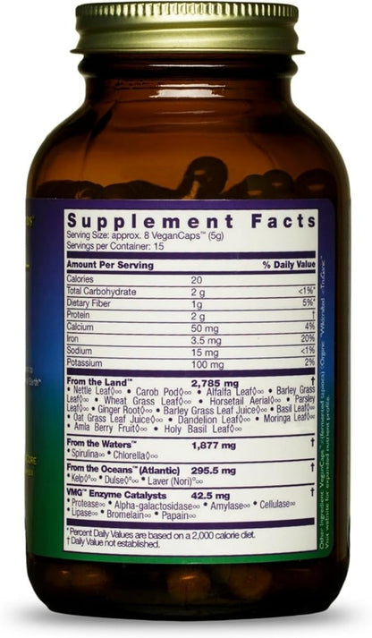 HealthForce SuperFoods Vitamineral Green - Mineral Supplement for Immune & Thyroid Support - Green Powder Supplement with Ingredients from The Land - Gluten-Free & Vegan - 120 Capsules