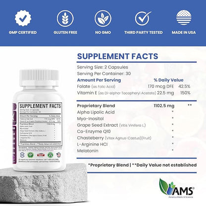 America Medic & Science OVA-Max Prenatal Vitamins for Women (120 Capsules) Boosts Fertility and Ovulation | Pregnancy Aid and Female Preconception Supplements with CoQ10, Folic Acid, and Myo-Inositol