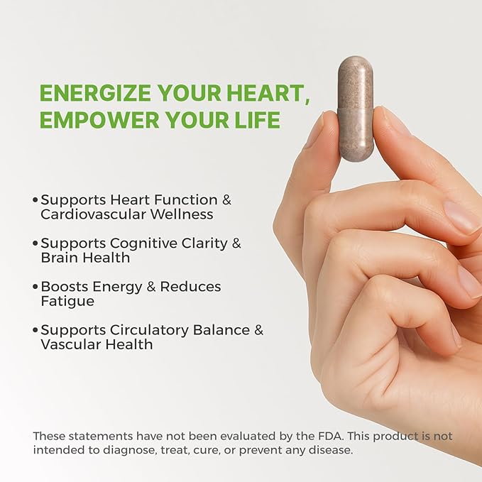 Heart & Brain Support - Inspired by Chinese Herbal Wisdom - A Circulation Supplement for Heart Health, Memory and Focus - with Notoginseng & Salvia - Made in USA - 60 Vegan Capsules