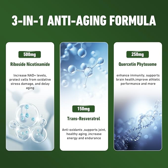 Airboy NAD+ Supplement with Nicotinamide Riboside Resveratrol & Quercetin 900 mg, NMN Alternative for Men and Women Support Anti-Aging, Energy, Focus - 80 x 2 Pack Capsules