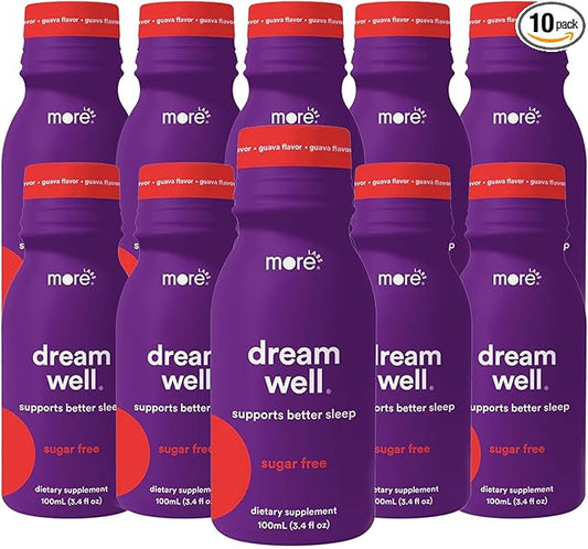 More Labs Dream Well Holistic Sleep Shot Drink 10 Pack | Non-Habit Forming | Lemon Balm, Melatonin and Glycine | Sleep Support Solution