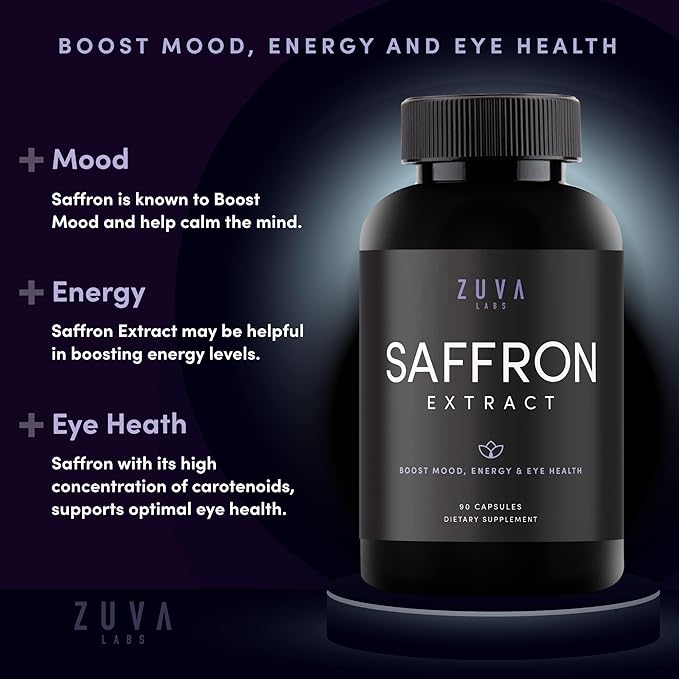 Ultra6 Saffron Supplements - 100% Pure Saffron Extract Capsules and Mood Enhancer for Women and Men - Natural Supplement for Eye Health (90 Servings)
