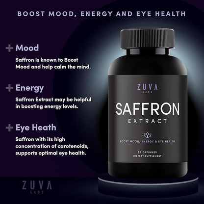 Ultra6 Saffron Supplements - 100% Pure Saffron Extract Capsules and Mood Enhancer for Women and Men - Natural Supplement for Eye Health (90 Servings)