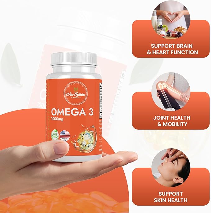 Omega 3 | 1000mg | Fish Oil | Fatty acids | EPA & DHA | Non-GMO | 60 Softgels