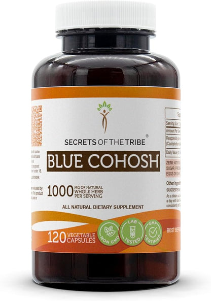 Secrets of the Tribe Blue Cohosh 120 Capsules, Made with Vegetable Capsules and Responsibly farmed Blue Cohosh (Caulophyllum Thalictroides) Dried Root (120 Capsules)
