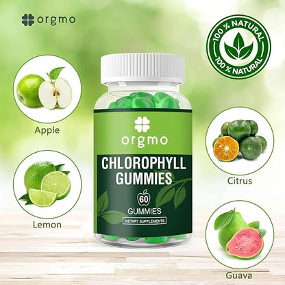 Chlorophyll Gummies Sugar Free with Unfiltered ACV & Vitamin D – Energy Boost | Immune & Digestion System Support | Internal Deodorant | Skin Care, Vegan Non-GMO