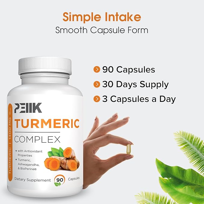 Turmeric Curcumin with Black Pepper & Ashwagandha - High Absorption Ultra Potent Turmeric Supplement with 95% Curcuminoids, BioPerine & Ashwagandha - Turmeric Capsules for Joint Support 90 Capsules