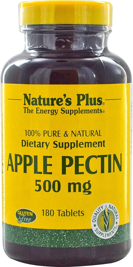 NaturesPlus Apple Pectin - 500 mg, 180 Tablets - Natural Fiber Supplement - Vegetarian, Gluten Free - 180 Servings