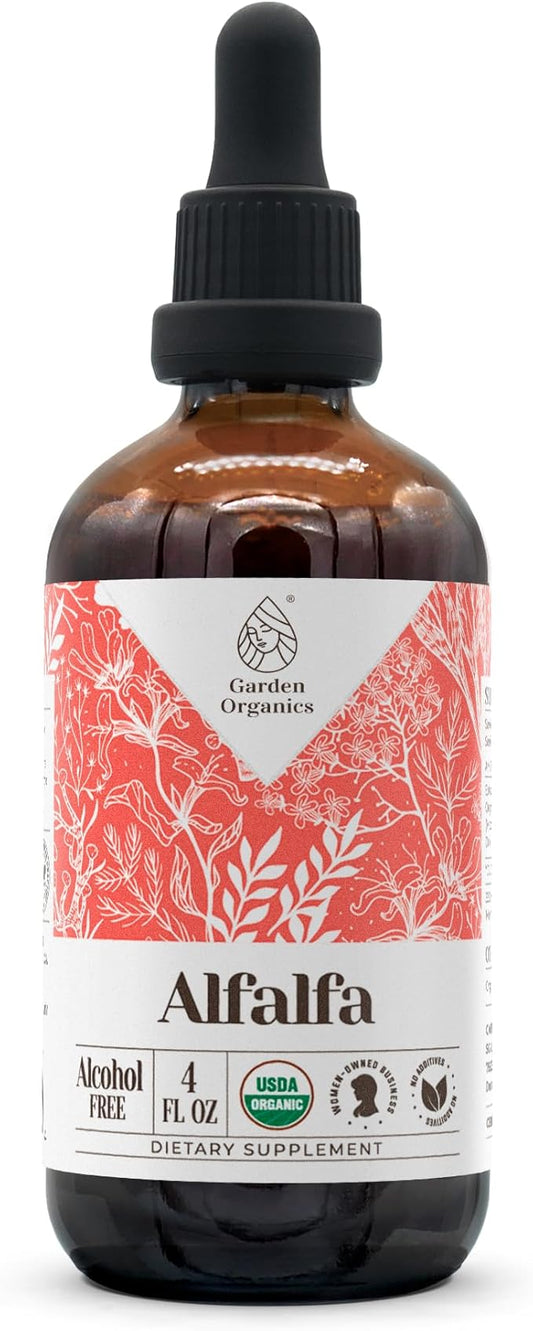 Alfalfa USDA Organic Alcohol-Free Extract | Dietary Supplement, High-Potency Tincture | Natural Certified Organic Alfalfa Dried Leaf (4 oz)