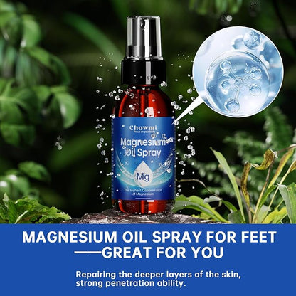 Magnesium Oil Spray, 60ml (2 fl oz) Each, Ultra Pure Topical Magnesium Spray for Body and Feet, Fast Absorbing Magnesium Spray for Muscle Relaxation and Overall Health (2)